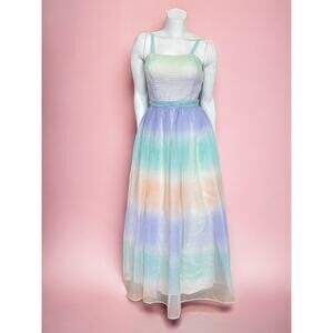 70’s Pastel Rainbow Ombré Prom Homecoming Formal Dress